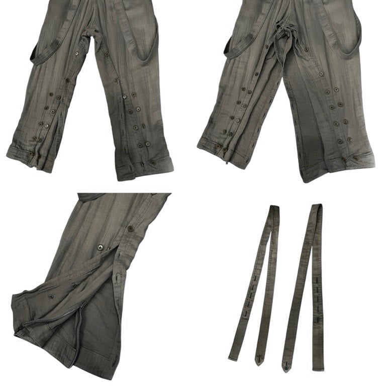 Yohji Yamamoto Pour Homme 08SS コットンガーゼサスペンダージョッパーズパンツ Archive 敗残兵期 多釦 ボトムス ミリタリー アーミー ヨウジヤマモトプールオム メンズ