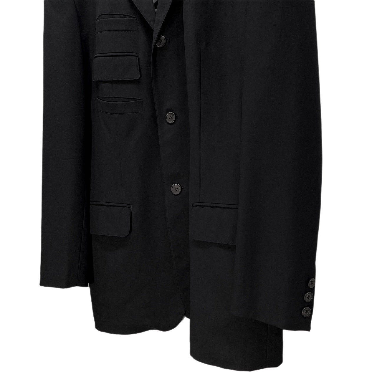 Jean Paul GAULTIER HOMME 93SS ウールギャバジンボーダーライニングマルチポケット3Bテーラードジャケット ブルゾン ブレザー コート アウター Archive 90s JPG ジャンポールゴルチエ ゴルチェ メンズ