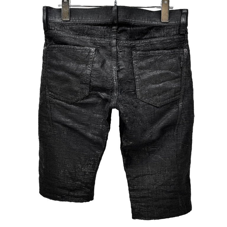BLACK BARRETT by Neil Barrett アクリル樹脂コーティングブラックデニムカットオフハーフパンツ ショーツ ショート Archive ボトムス ブラックバレット ニールバレット メンズ