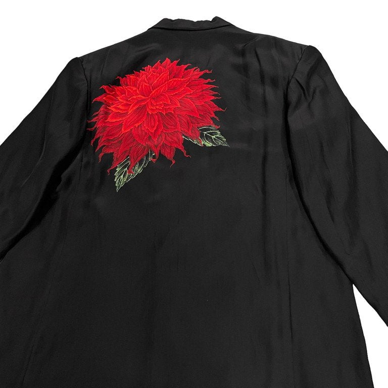 Yohji Yamamoto Pour Homme 22SS ダリア柄ベルト付きジャケット シルク花プリント4Bベルテッドテーラードジャケット  LOOK18 希少 レア HG-J30-822 定価259,600円