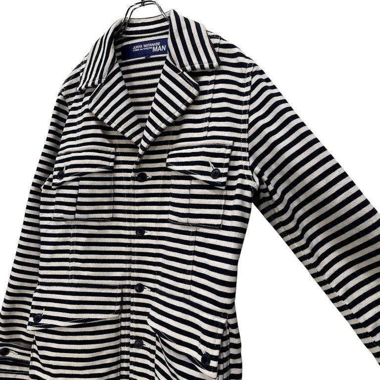 JUNYA WATANABE COMME des GARCONS MAN 04SS ヘビーコットンボーダー4ポケットジャケット ブルゾン コート アウター バスク マリン Archive 00s ジュンヤワタナベ コムデギャルソン マン メンズ
