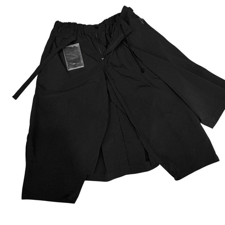 Yohji Yamamoto Pour Homme 19SS PA-製品染めPEタフタ A-ラップパンツシワ加工 ポリステルタフタ製品染め皺加工ラップパンツ クロップド ハーフ ボトムス 定価73,440円 ヨウジヤマモトプールオム メンズ