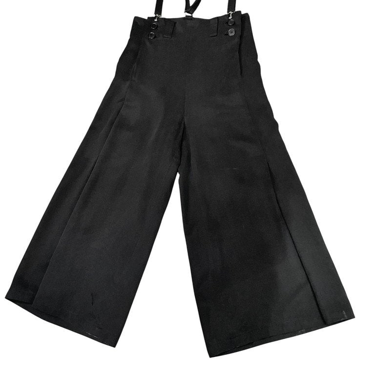 LIMI feu 18AW テンセルギャバジンハイウエストサスペンダーワイドパンツ サロペット オールインワン オーバーオール Yohji Yamamoto リミフゥ ヨウジヤマモト レディース