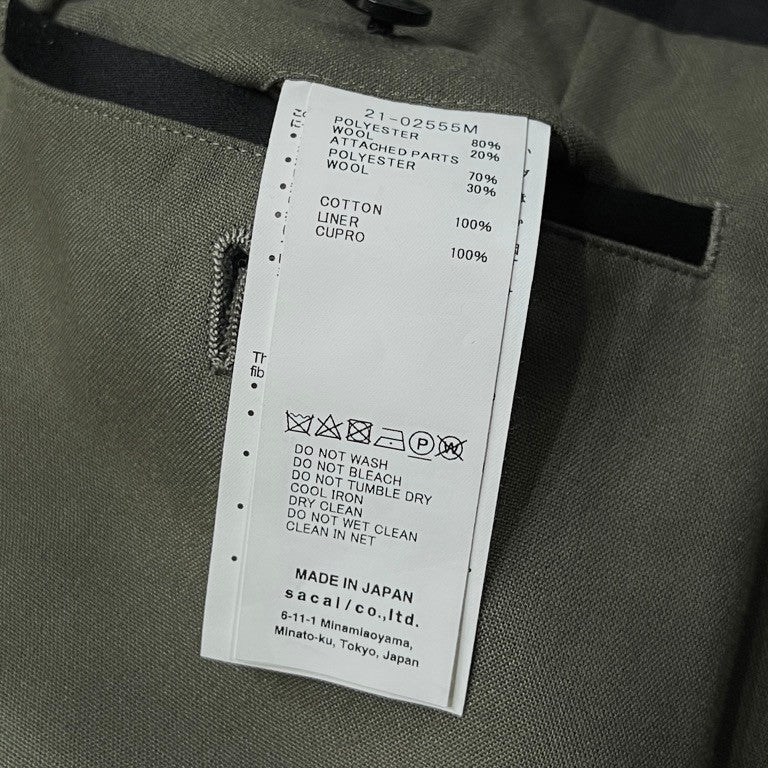 sacai 21AW Suiting Pants ベルテッドパンツ スラックス ボトムス 定価58,300円 21-02555M サカイ メンズ
