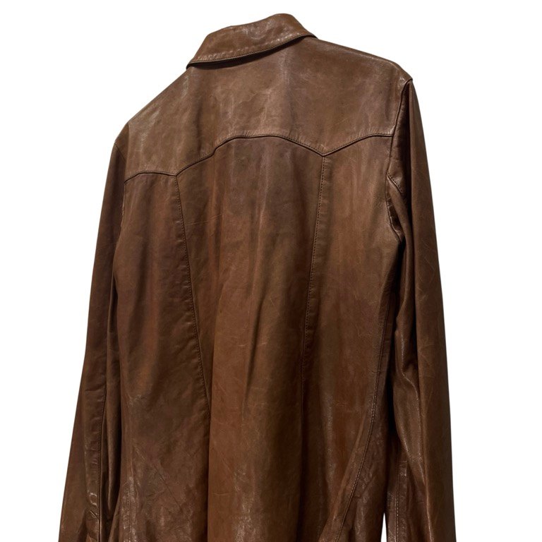 DOLCE&GABBANA ラムレザーウエスタンシャツ ブラウス トップス D&G Archive ラムスキン スナップボタン ドルチェアンドガッバーナ メンズ