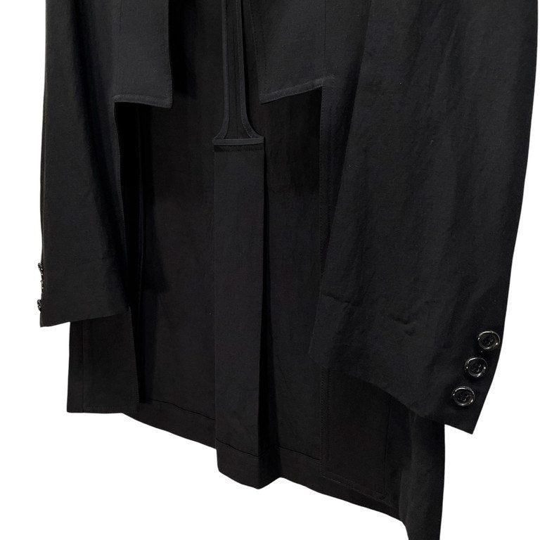 Y's スクエアカッティング燕尾ロングジャケット テーラード ブルゾン コート アウター Yohji Yamamoto Femme ヨウジヤマモトファム ワイズ レディース