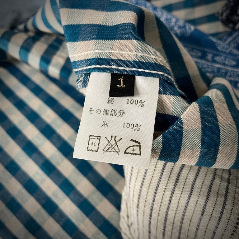 KAPITAL 06AW バンダナパッチワークウエスタンシャツ 初期 希少 リネン ターコイズボタン チェック ガーゼ キャピタル メンズ レディース ユニセックス
