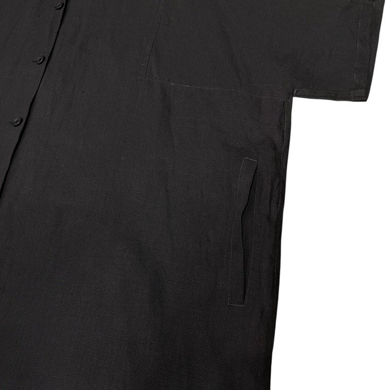 Y's ジュート平面パターンバンドカラーロングシャツワンピース Archive 70s 80s 初期 スタンドカラー チュニック Yohji Yamamoto Femme ヨウジヤマモトファム ワイズ レディース