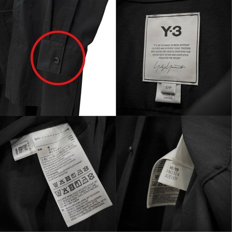 Y-3 20SS CLASSIC SHIRT ジップデザインストレッチブロードロングシャツ ブラウス トップス ロゴ 定価30,800円 Yohji Yamamoto adidas ヨウジヤマモト アディダス ワイスリー メンズ レディース ユニセックス