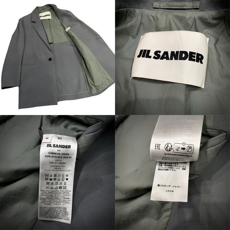 JIL SANDER 23SS WOOL GABARDINE JACKET ウールギャバジンラペルフックフライフロントテーラードジャケット ブレザー 比翼 スタンドカラー 定価339,900円 J22BN0120 J40103 JACKET 08 ジルサンダー メンズ