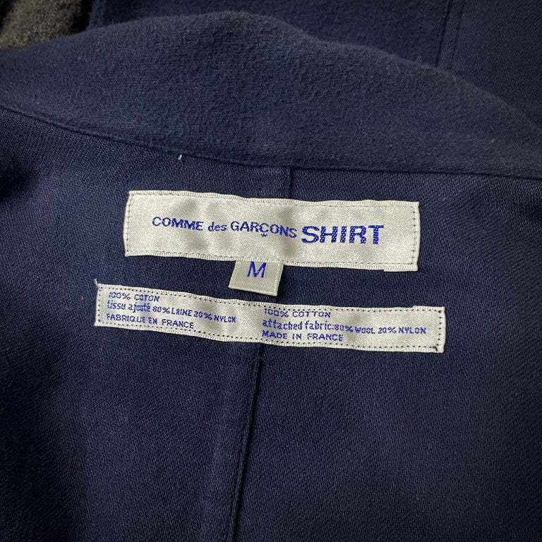 COMME des GARCONS SHIRT コットンフランネル袖ニット切替ツートーンシャツジャケット バイカラー ブルゾン コート アウター Archive 90s コムデギャルソン メンズ