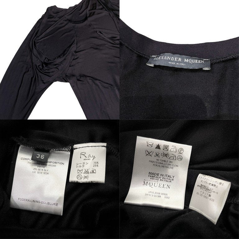 Alexander McQueen 09SS レーヨンシルクバックドレープ変形ドルマントップス カットソー Tシャツ Archive レディース