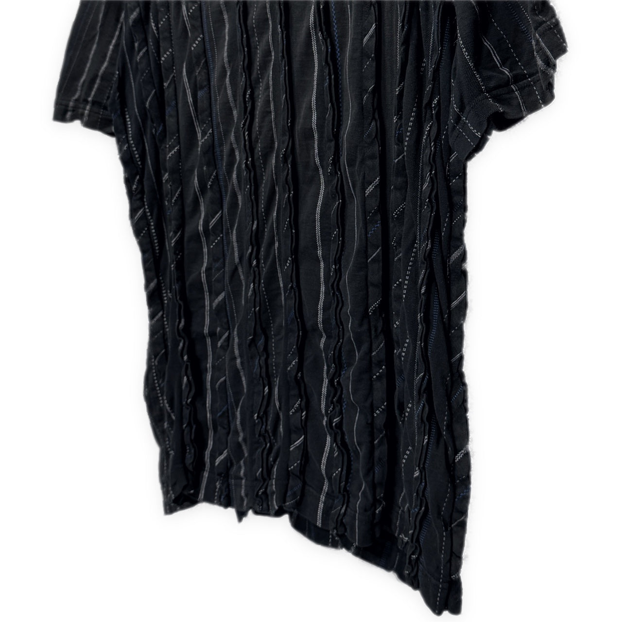 COMME des GARCONS HOMME 割り縫いフリルデザインストライプクルーネックTシャツ カットソー Archive 90s Tee T-shirt トップス 半袖 コムデギャルソンオム メンズ