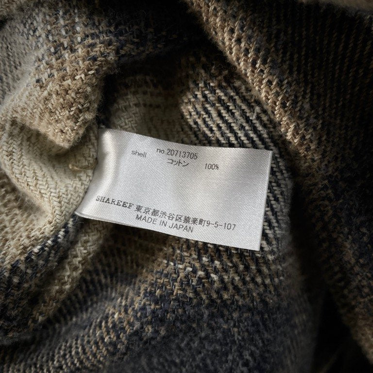 SHAREEF STUDIOUS別注 INSTRUCTIONS刺繍オーバーサイズチェックフランネルシャツ ダブルポケット ブラウス トップス シャリーフ メンズ