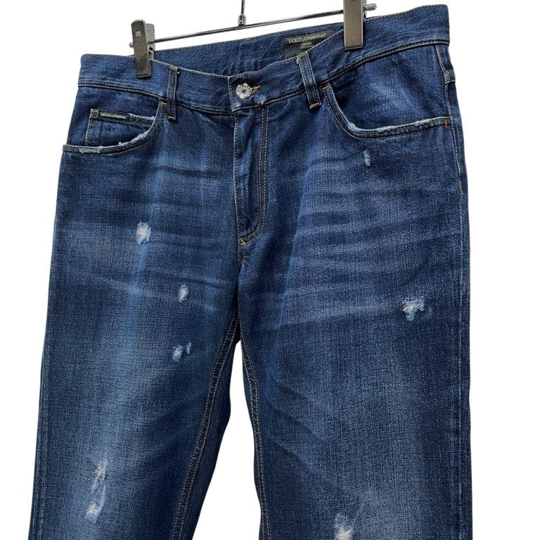 DOLCE&GABBANA DENIM TAORMINA ダメージ加工インディゴデニムテーパードパンツ ジーンズ ボトムス D&G ドルチェアンドガッバーナ メンズ