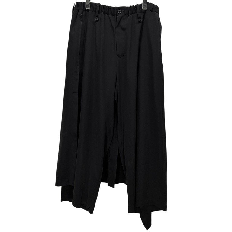 Yohji Yamamoto Pour Homme 21SS トリアセテートポリエステル左ラップクロップドイージーパンツ ボトムス ジップ ウエストゴムシャーリング ドローストリング ヨウジヤマモトプールオム メンズ