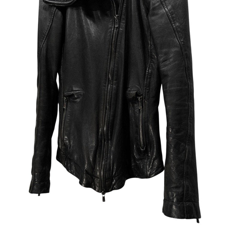 LEON LOUIS 16AW SMALL COLLAR LEATHER JACKET ハイネックラムレザージャケット ブルゾン コート アウター レオンルイス メンズ