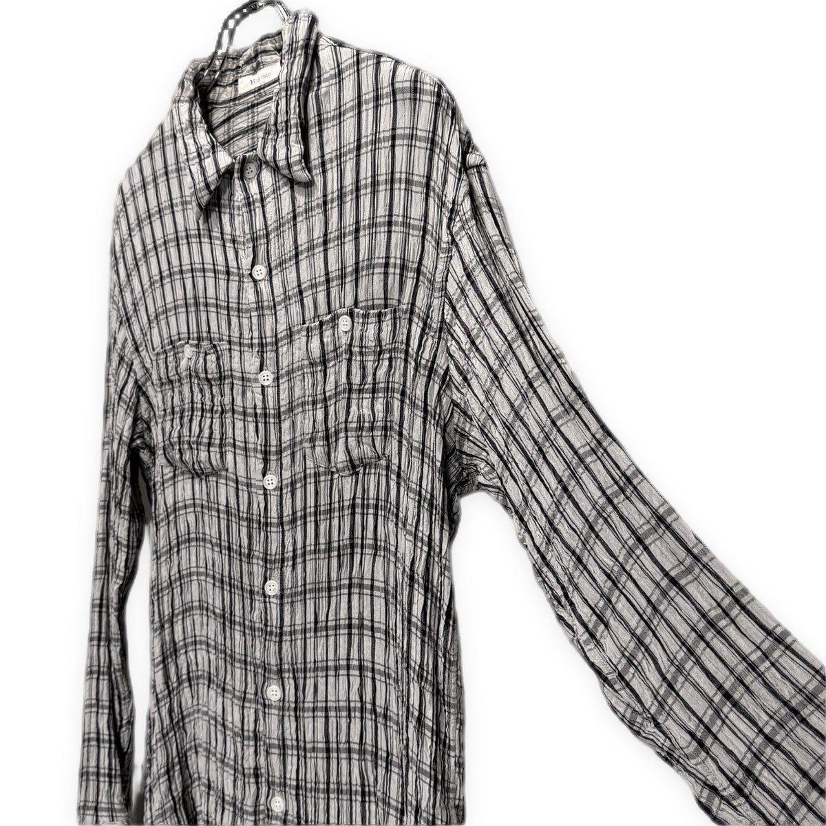 Y's for men レーヨンプリーツダブルポケットチェックシャツ ブラウス トップス Archive 90s Yohji Yamamoto Pour Homme ワイズフォーメン ヨウジヤマモトプールオム メンズ