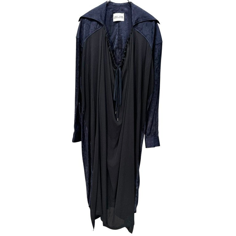 Andreas Kronthaler for Vivienne Westwood 21AW 花柄ジャカード切替ネックドローストリングシャーリングシルクロングワンピース 国内極少入荷 レア アンドレアスクロンターラー フォー ヴィヴィアンウエストウッド レディース