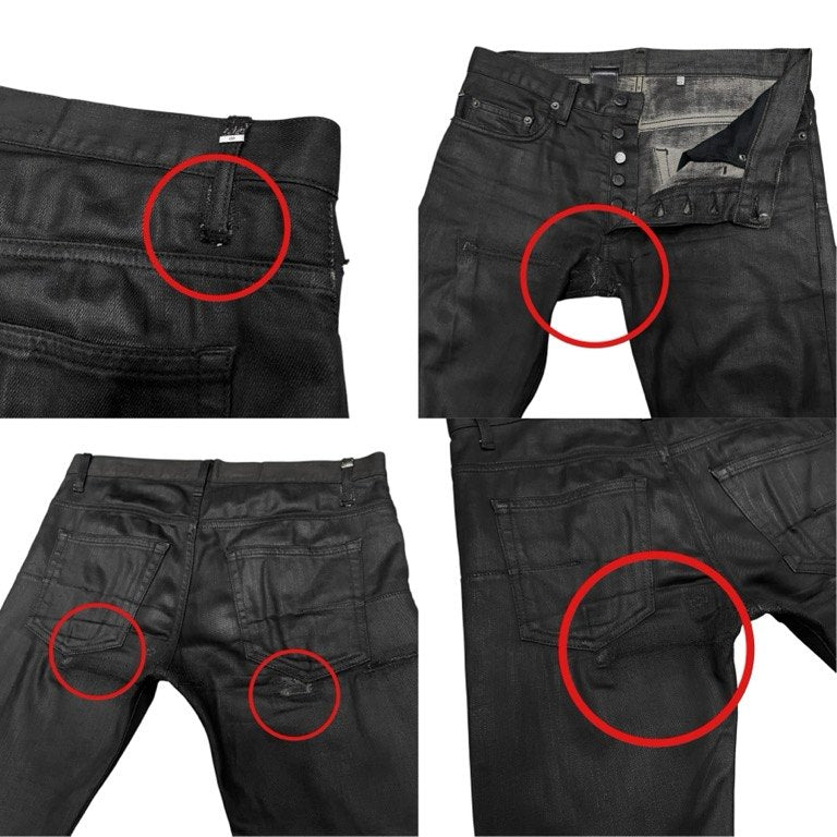 Dior Homme ブラックデニムコーティングストレッチスキニーパンツ ボトムス Archive 00s ディオールオム メンズ