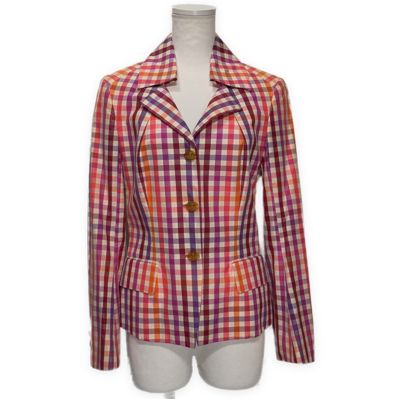 Vivienne Westwood RED LABEL 99SS ギンガムチェック3Bテーラードジャケット Archive 90s ブルゾン コート アウター オーブ ヴィヴィアンウエストウッド レディース