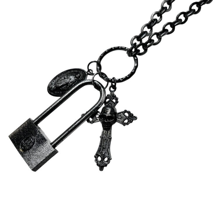 Jean Paul GAULTIER スカルロザリオマリアパドロックチェーンネックレス 一点物 激レア 希少 Archive 90s 00s JPG 未使用 クロス 十字架 南京錠 ペンダント アクセサリー ジャンポールゴルチエ メンズ レディース ユニセックス