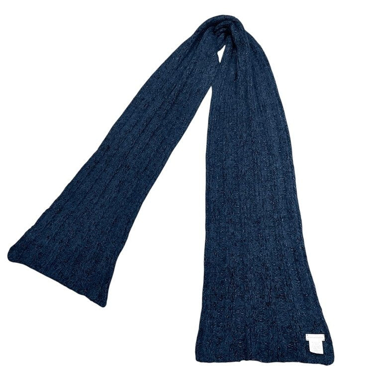 DRIES VAN NOTEN アルパカメリノウールロイヤルブルーシャギーニット大判マフラー ストール スカーフ Archive 00s 小物 雑貨 ドリスヴァンノッテン
