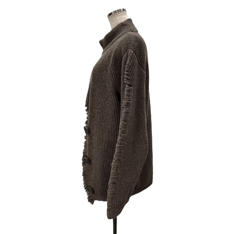 ISSEY MIYAKE 81AW ボタンアップフリンジデザインモックネックプルオーバーニットセーター トップス Archive 80s イッセイミヤケ レディース