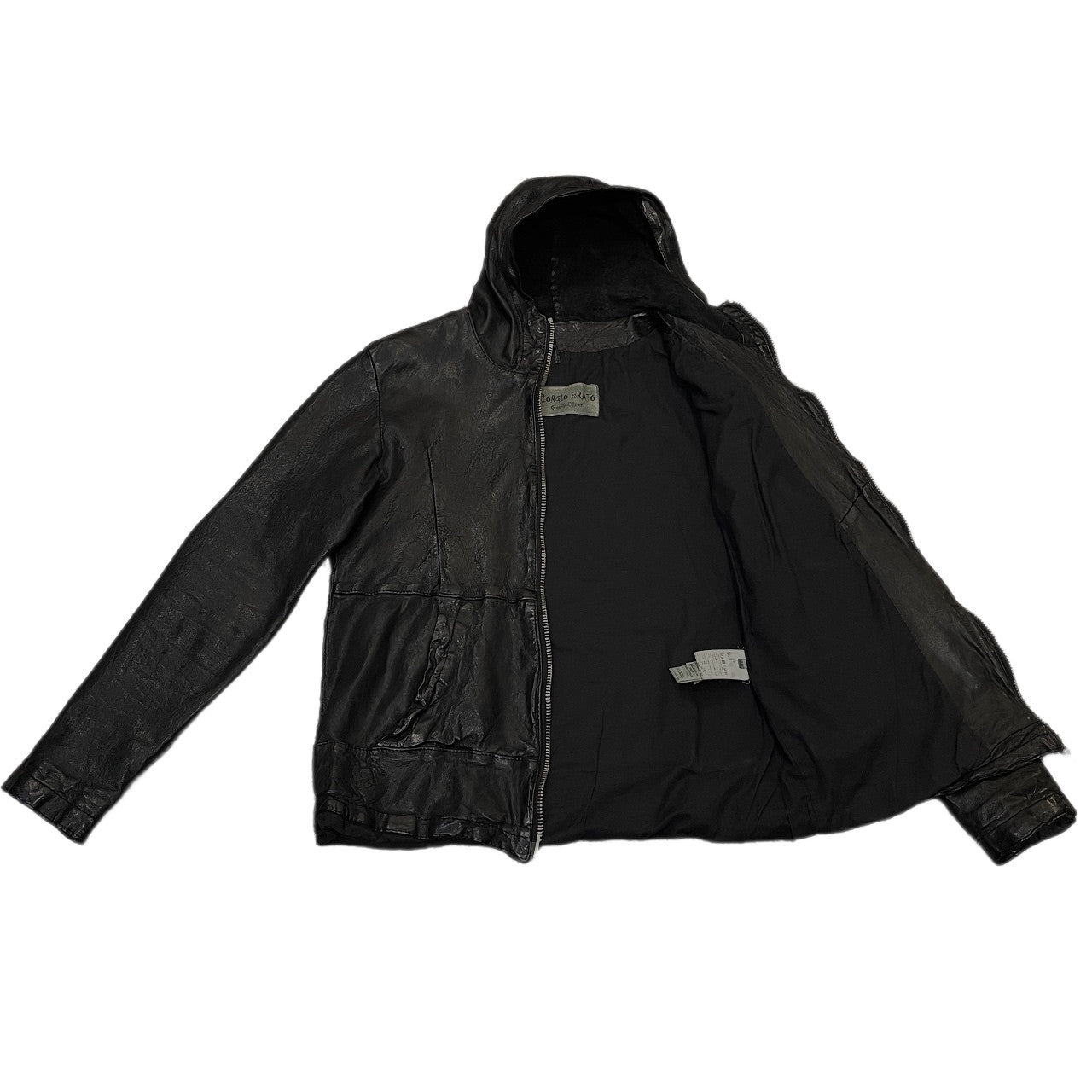 GIORGIO BRATO 17SS ラムレザーフーデッドジップアップジャケット ブルゾン パーカー フード ジョルジオブラット メンズ