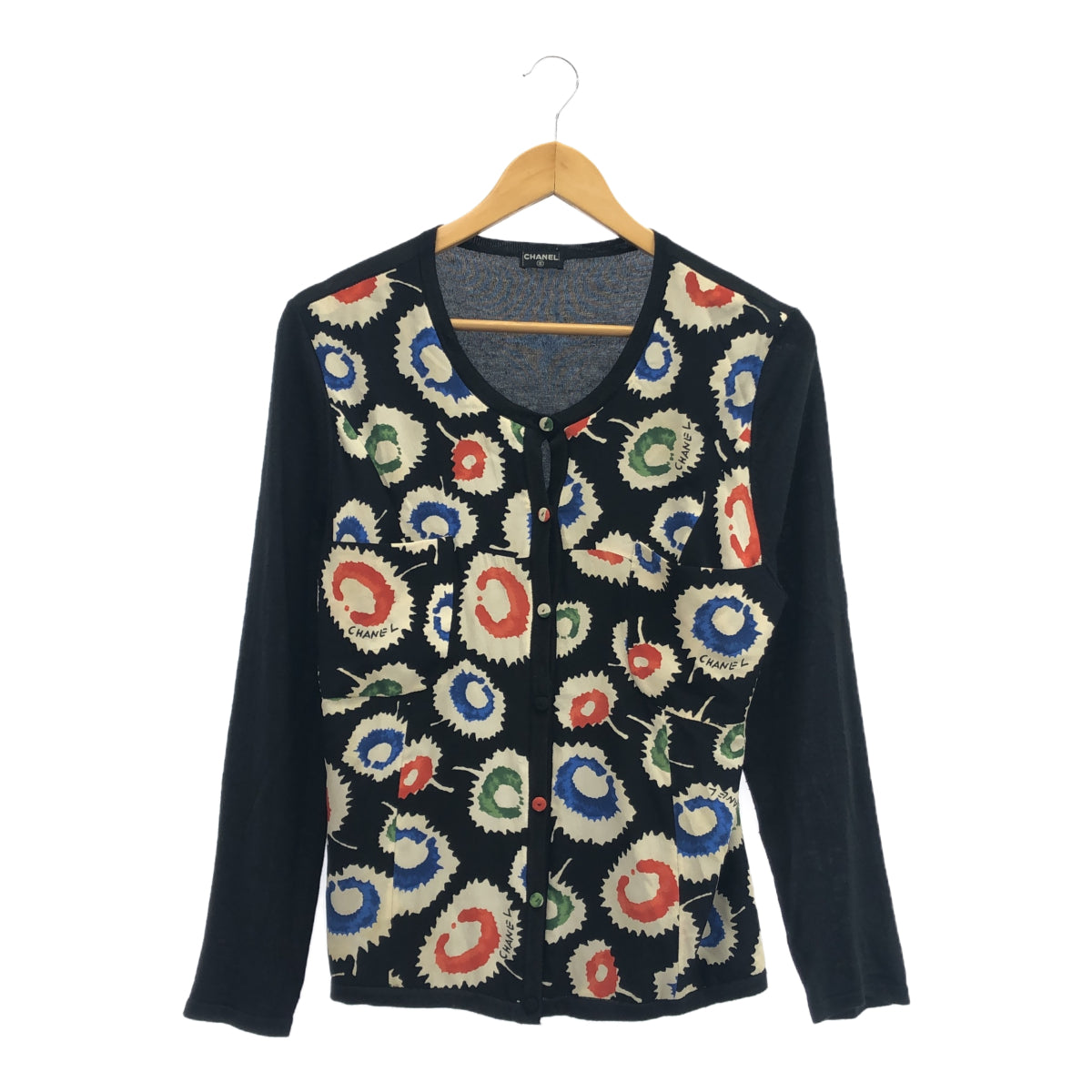 CHANEL CHANEL シルク切替ニットカーディガン
