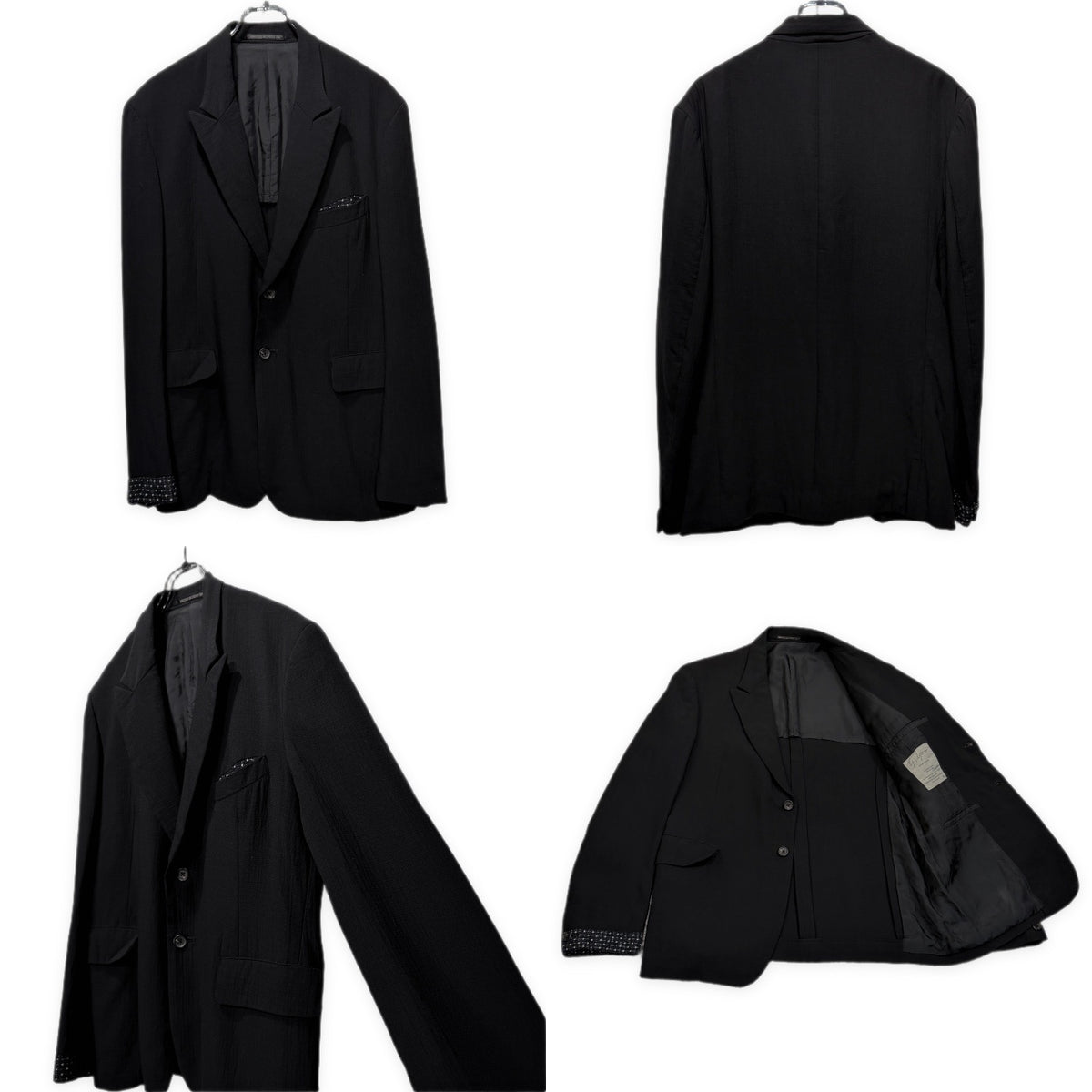 Yohji Yamamoto Pour Homme 95SS ウールこぎん刺しセットアップスーツ テーラードジャケット スラックス パンツ ボトムス コート アウター Archive 90s 刺し子 小巾 ヨウジヤマモトプールオム メンズ