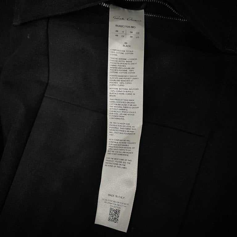 Rick Owens 23AW LUXOR FOGPOCKET LIDO JACKET コットンモールスキンフォグポケットバックベルトテーラードジャケット ブレザー ブルゾン コート アウター RU02C7723-MO リックオウエンス メンズ