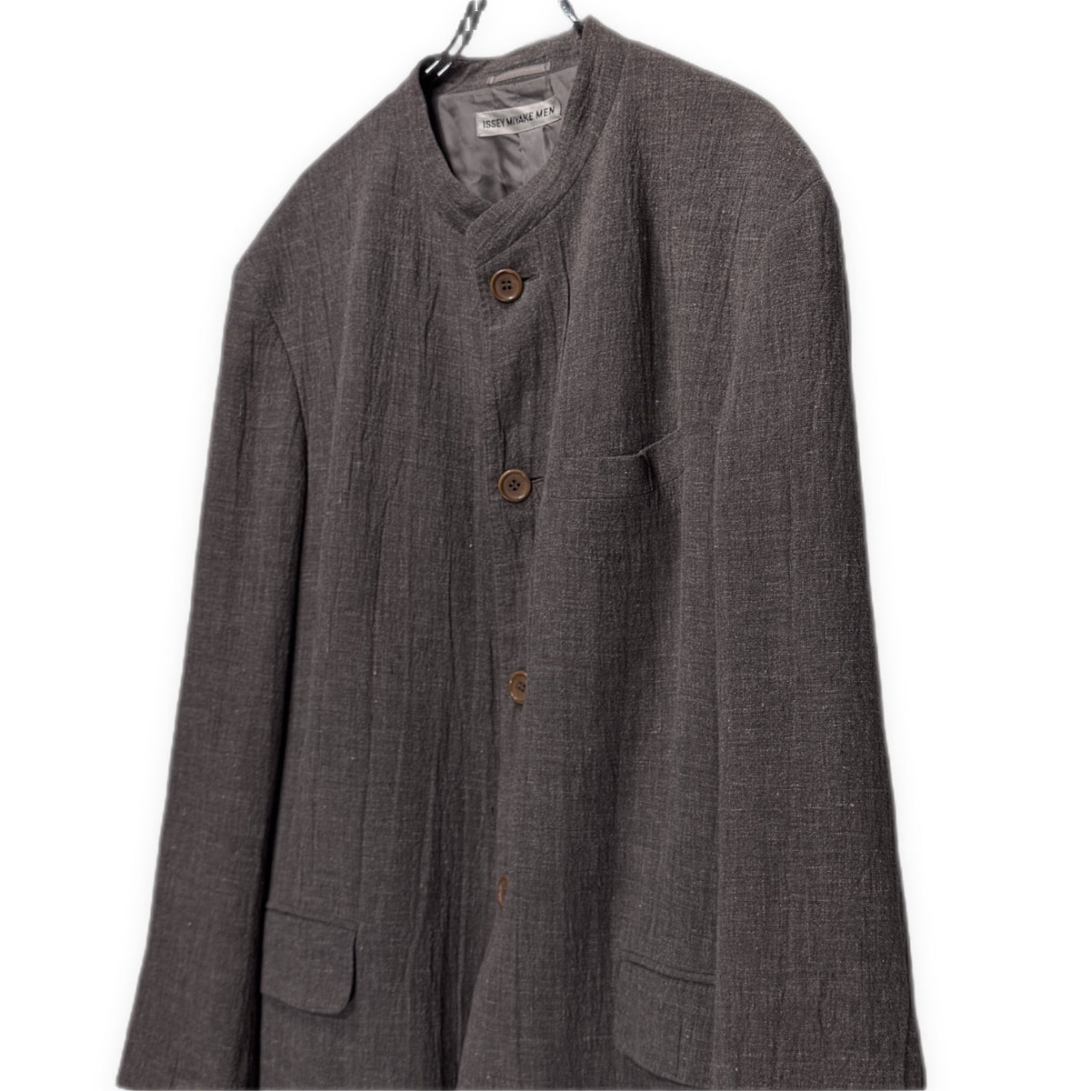 ISSEY MIYAKE MEN 02SS リネンウールマオカラー4Bテーラードジャケット ブルゾン コート アウター Archive イッセイミヤケ メンズ