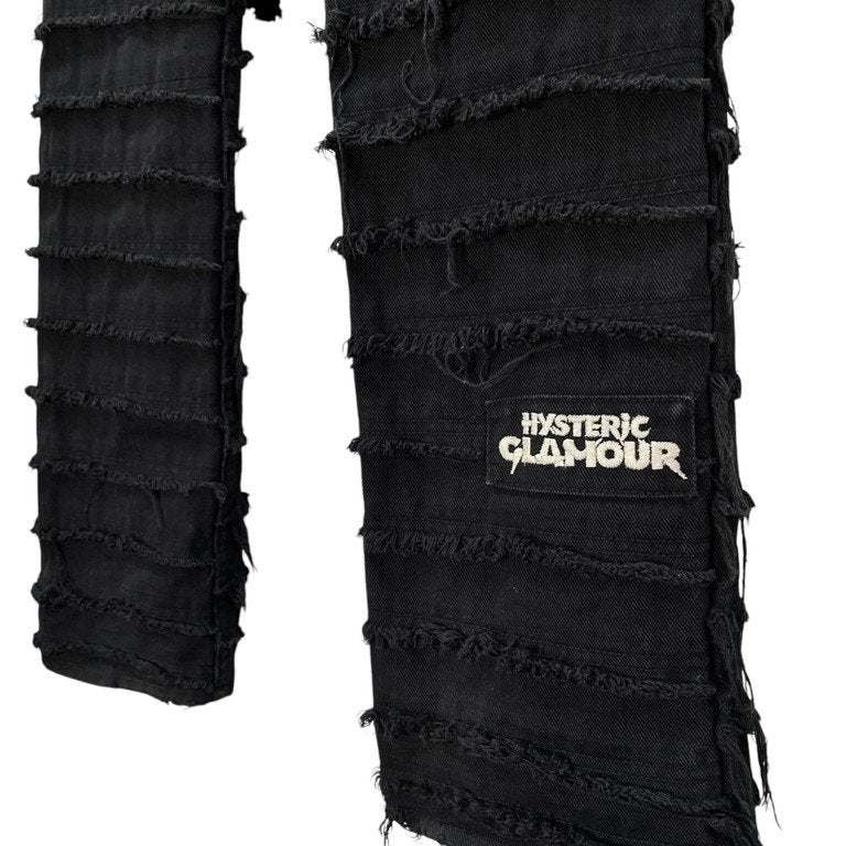 HYSTERIC GLAMOUR ツギハギクラッシュパッチワークワッペンブラックデニムパンツ Archive レア KINKY ウミヘビ クラスト ダメージ加工 ボトムス ヒステリックグラマー メンズ レディース ユニセックス