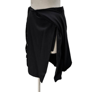 ANN DEMEULEMEESTER ストレッチウールジャージージップアップレイヤード巻きスカート ボトムス パンツ Archive アンドゥムルメステール レディース