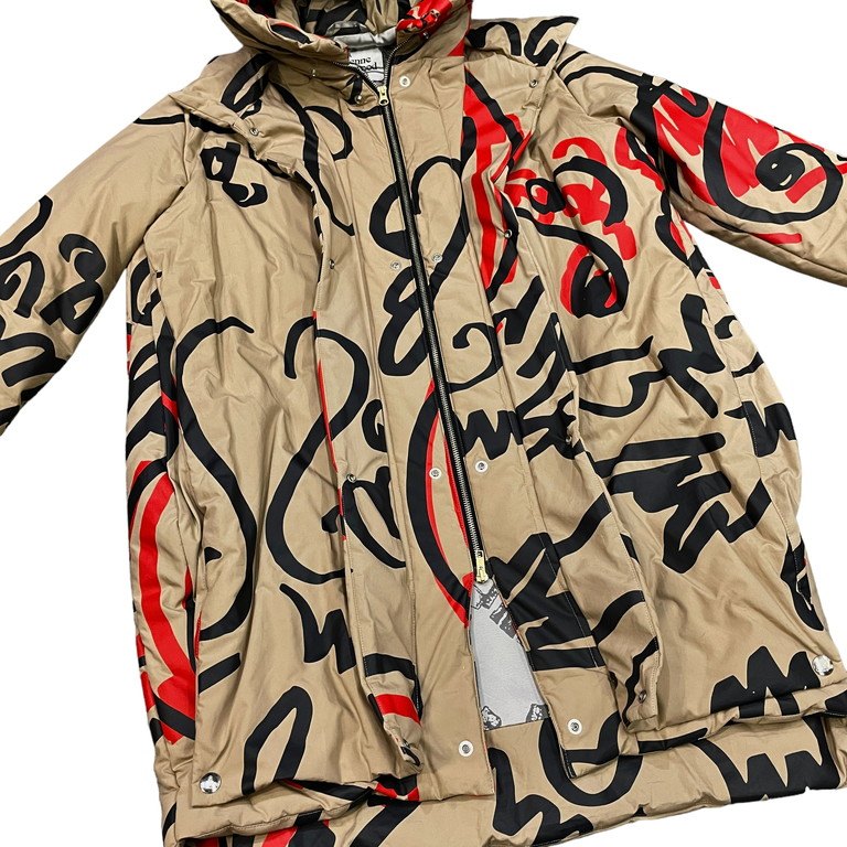 Vivienne Westwood MAN 18AW 総柄プリントフロントレイヤード中綿フーデッドロングコート ジャケット ブルゾン