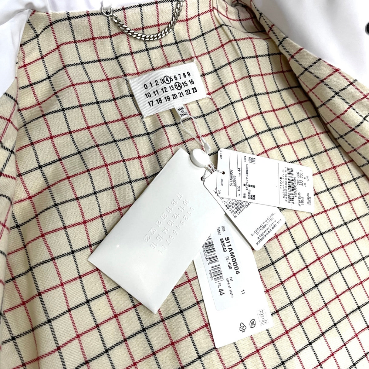 Maison Margiela 4 14 22AW コットンポリウレタン樹脂加工裏地チェックPコート ジャケット ブルゾン アウター PVC コーデュロイ ダブルブレスト 未使用タグ付き 定価322,300円 メゾンマルジェラ メンズ