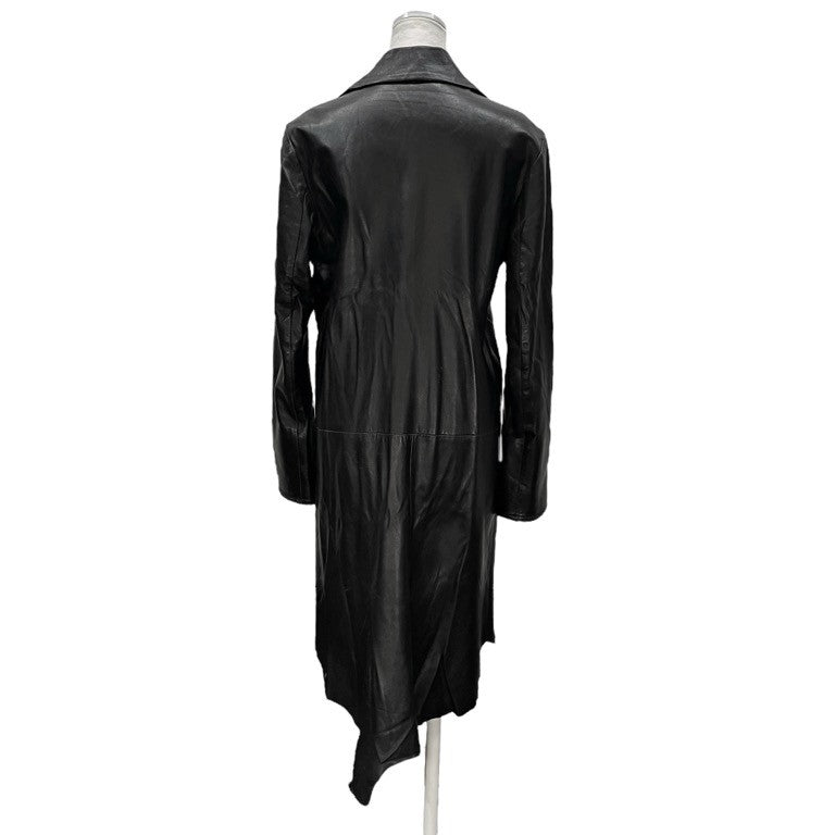 Yohji Yamamoto Femme 03AW 千鳥裏地ラムレザー裁ち切りジップアップロングコート ジャケット ブルゾン アウター Archive ランダムカッティング カットオフ 千鳥格子 ヨウジヤマモトファム レディース