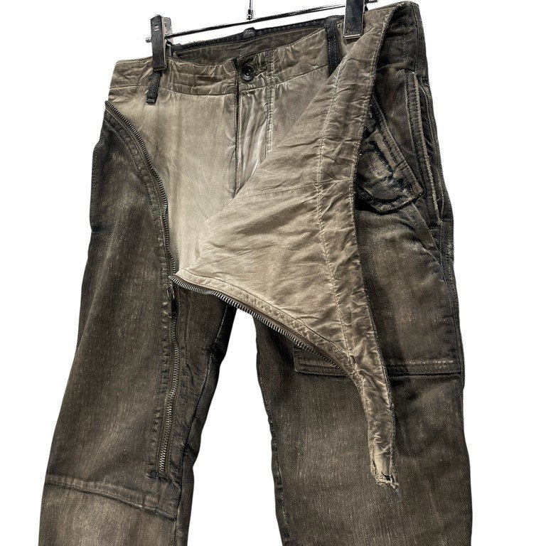 Rick Owens DRKSHDW AIRCUT JEANS DENIM PANTS エアカットジーンズ ダストコーティングジップデザインデニムパンツ Archive 00s 初期 レア 希少 OLMAR and MIRTA ダメージ加工 レイヤード リックオウエンス ダークシャドウ メンズ