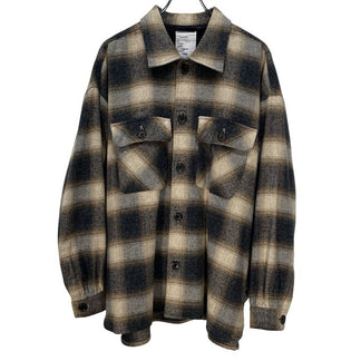 SHAREEF STUDIOUS別注 INSTRUCTIONS刺繍オーバーサイズチェックフランネルシャツ ダブルポケット ブラウス トップス シャリーフ メンズ