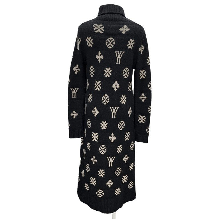Yohji Yamamoto Femme 07AW YYモノグラムタートルネックロングニットワンピース Archive 総柄 ロゴ セーター トップス アウター ヨウジヤマモトファム レディース
