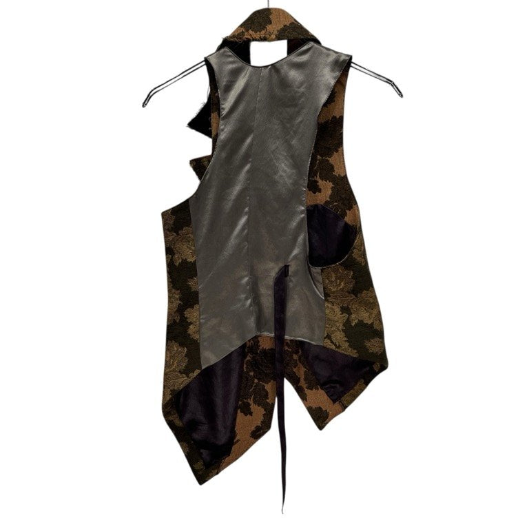 if six was nine ダブルフェイスフラワージャカードアシンメトリーベスト カットオフ ノースリーブ ジャケット アウター 花柄 イフシックスワズナイン メンズ