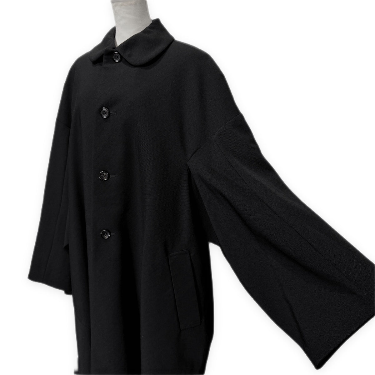 robe de chambre COMME des GARCONS 96AW ウールサージ丸襟変形袖ドレープコート アウター 90s Archive コムデギャルソン コムコム レディース