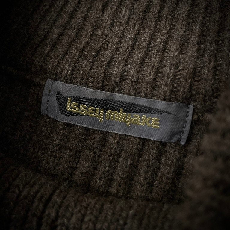 ISSEY MIYAKE 81AW ボタンアップフリンジデザインモックネックプルオーバーニットセーター トップス Archive 80s イッセイミヤケ レディース