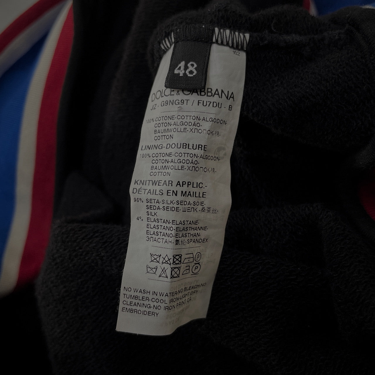 DOLCE&GABBANA 19SS DG KING GOLDEN PIG キングゴールデンピッグプリントトリコロールリブプルオーバーパーカー フーディ トップス アウター D&G ドルチェアンドガッバーナ メンズ