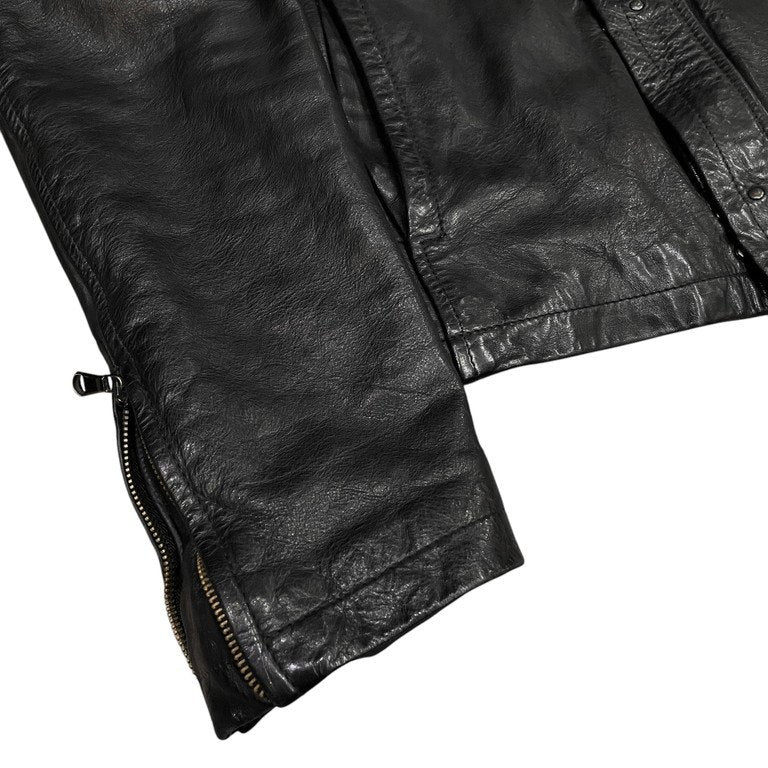 Nicolo' Ceschi Berrini カウレザーフックボタンスタンドカラージャケット ライダース ブルゾン コート アウター 現Poeme Bohemien ニコロチェスキベリーニ ポエムボヘミアン メンズ