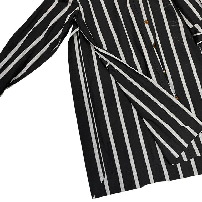 Vivienne Westwood MAN サイドディープスリットベルテッドストライプロングシャツコート オーブ 刺繍 内ベルト トップス アウター ジャケット ヴィヴィアンウエストウッド マン メンズ