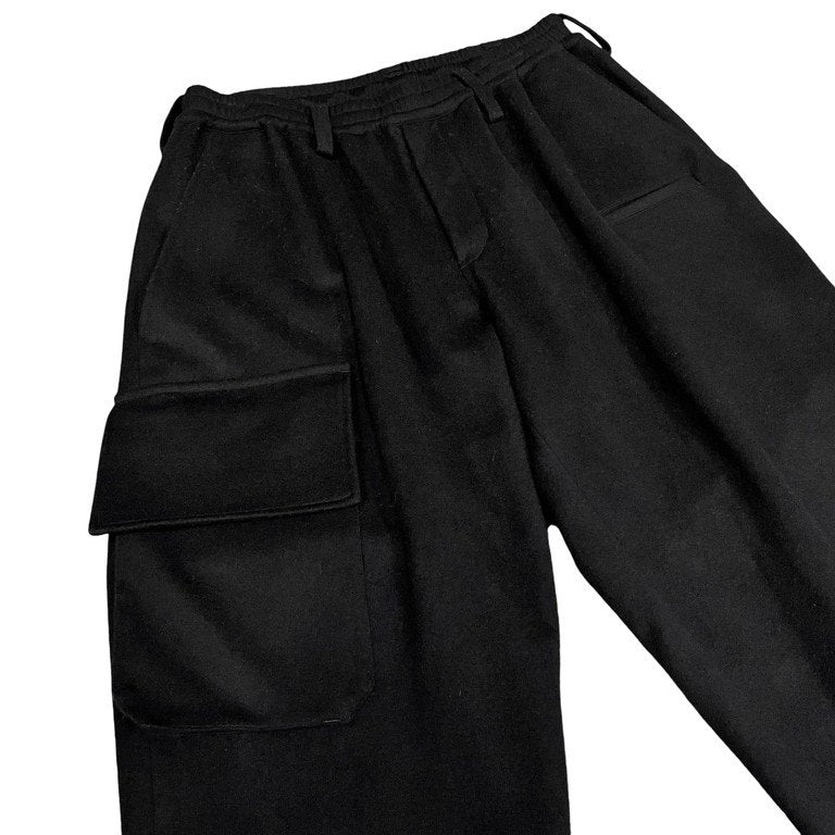 REGULATION Yohji Yamamoto MEN 20AW ウールカシミヤ裾リブカーゴポケットイージーパンツ カシミア ウエストゴム ドローストリング レギュレーション ヨウジヤマモト メン メンズ