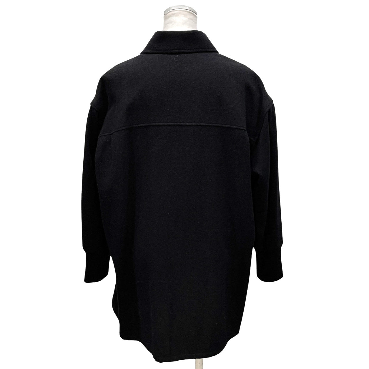 Yohji Yamamoto +NOIR 18AW ウールフラノ袖リブダブルポケットジップアップシャツジャケット ブルゾン コート アウター ヨウジヤマモトプリュスノアール レディース