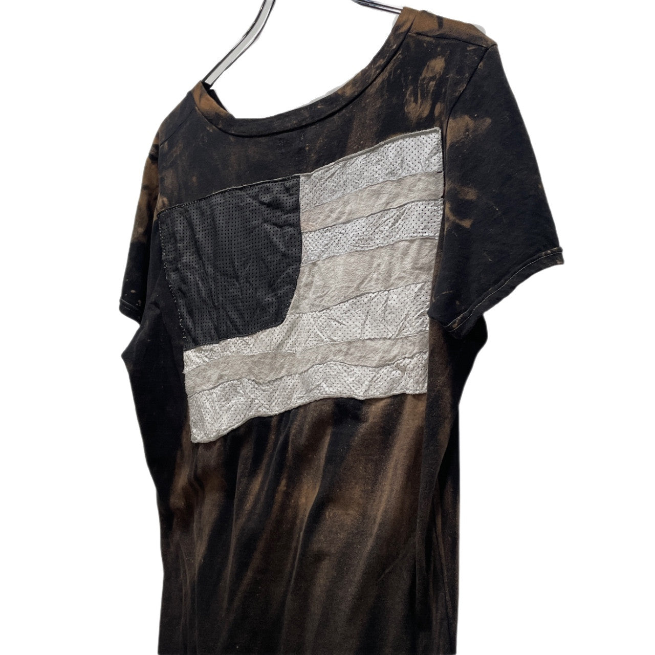 L.G.B. BLACK&WHITE AMERICA HSC M 004FBWA レザー星条旗パッチブリーチTシャツ カットソー Tee T-shirt Y2K トップス 国旗 ルグランブルー メンズ